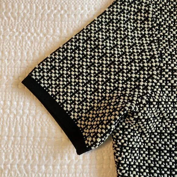 Sandro Paris Polie Dress Black and White Tweed Contrast Trim Women Size 10 - Picture 5 of 10